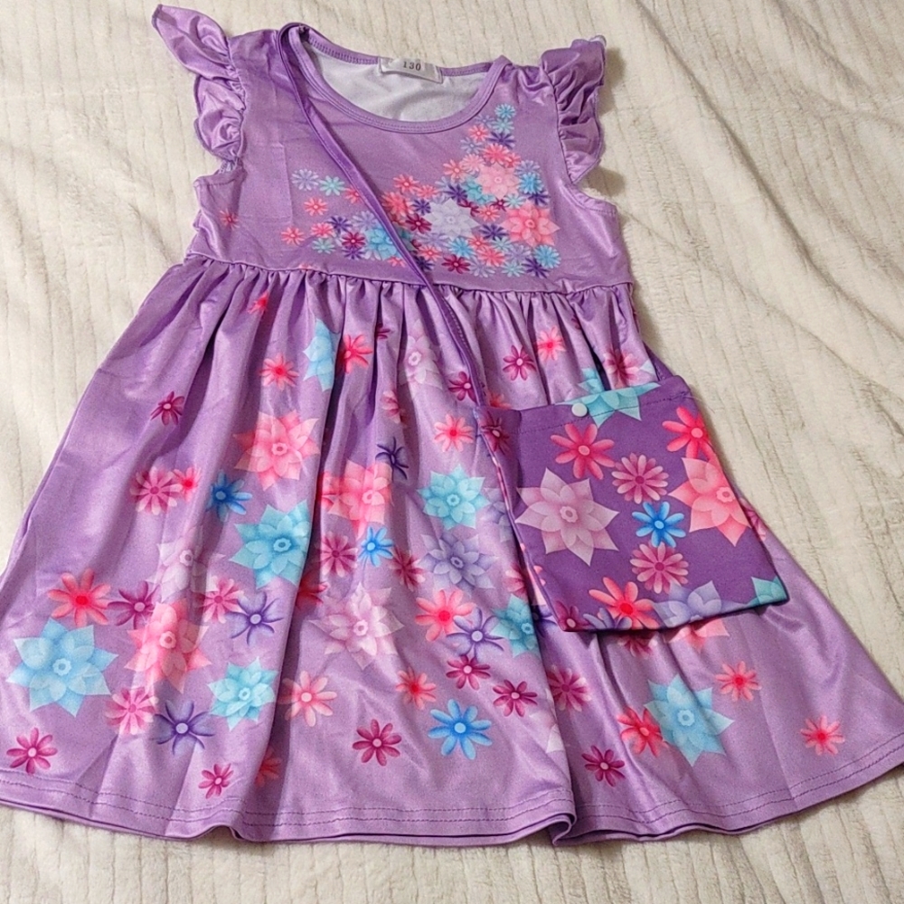 2 PC a very cute purple dress size 130, 6/7, 6-8 yrs. NWT. - Picture 1 of 4